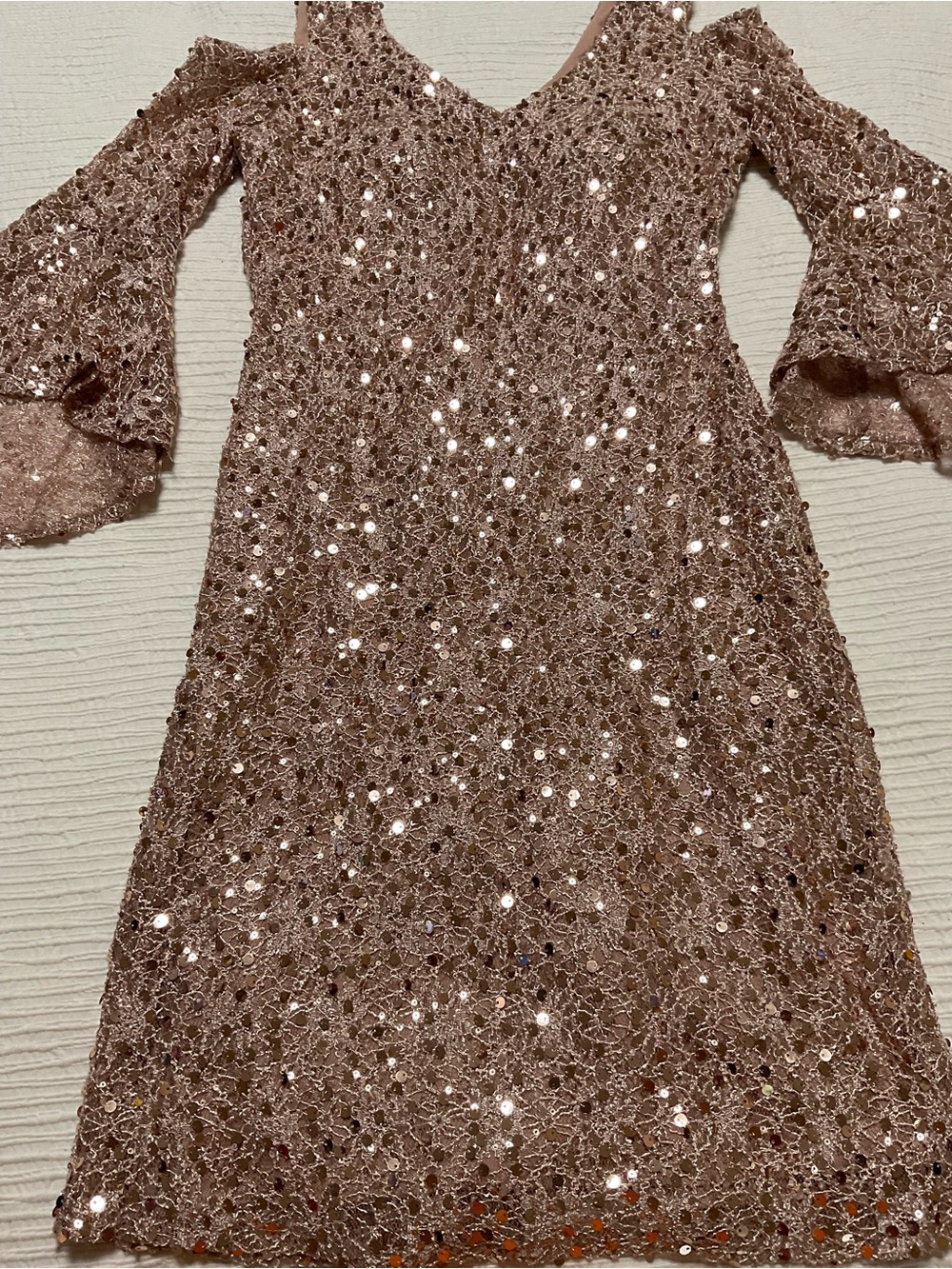 Night Way Collections Rose Gold Sequin Lace Formal Dress for Girls